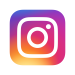 Instagram logo: A white camera icon inset in a rainbow orange, red, yellow and purple circle