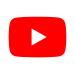 YouTube logo: A white triangle inset into a rectangular red box with rounded corners